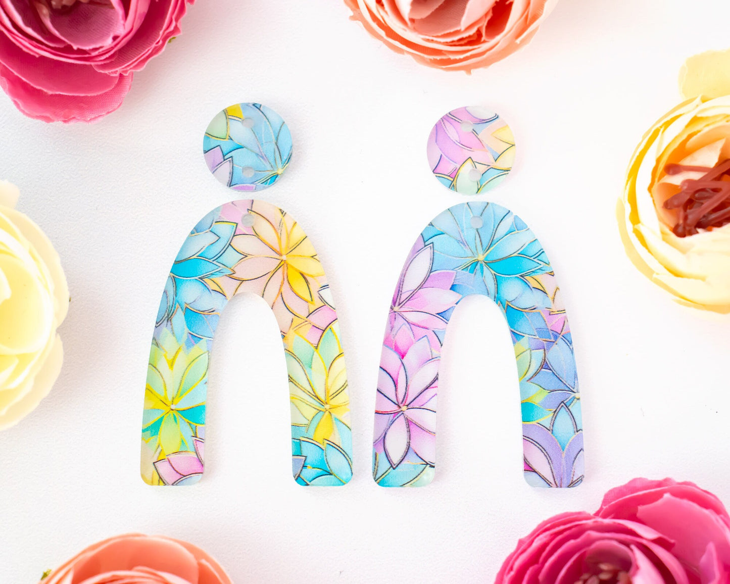 Pastel Floral Arch Earrings Blanks