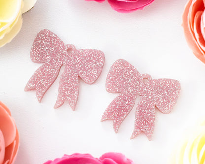 Pink Glitter Bow Earrings Blanks