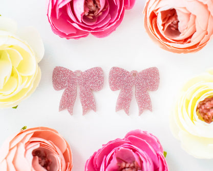 Pink Glitter Bow Earrings Blanks