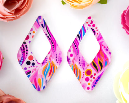 Abstract Floral Teardrop Earrings Blanks