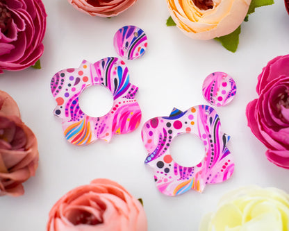 Abstract Floral Geometric Earrings Blanks
