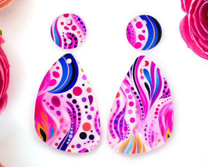 Abstract Floral Teardrop Earrings Blanks
