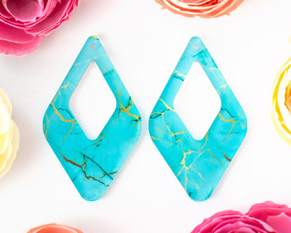 Turquoise Diamond Teardrop Earrings Blanks