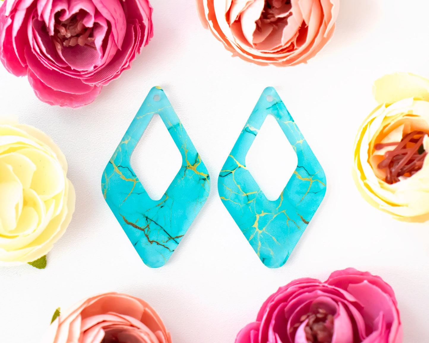 Turquoise Diamond Teardrop Earrings Blanks