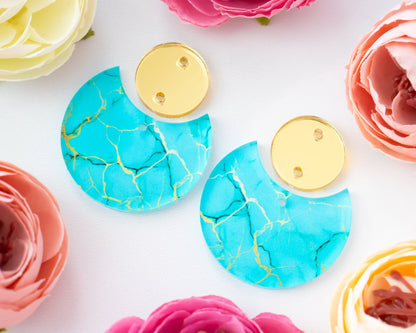 Turquoise Circle Drop Earrings Blanks