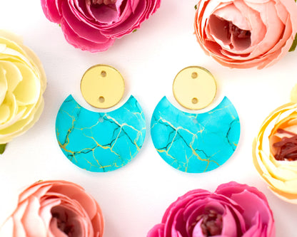 Turquoise Circle Drop Earrings Blanks