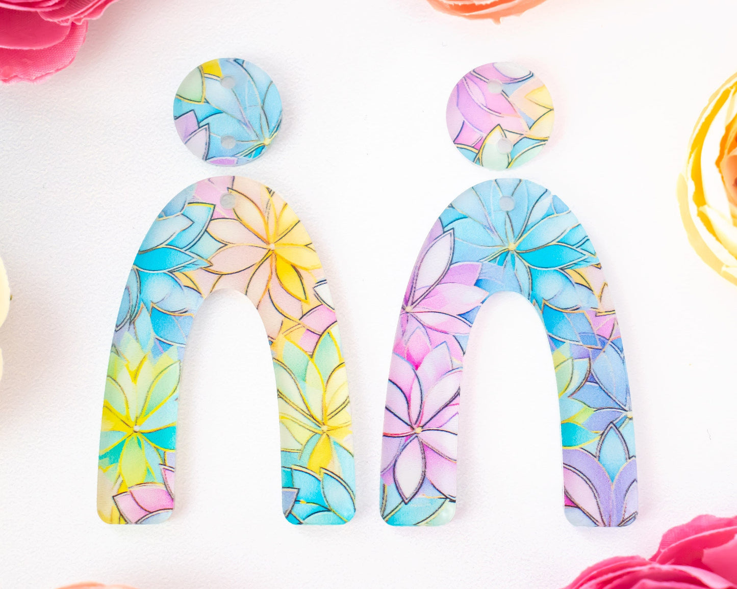 Pastel Floral Arch Earrings Blanks