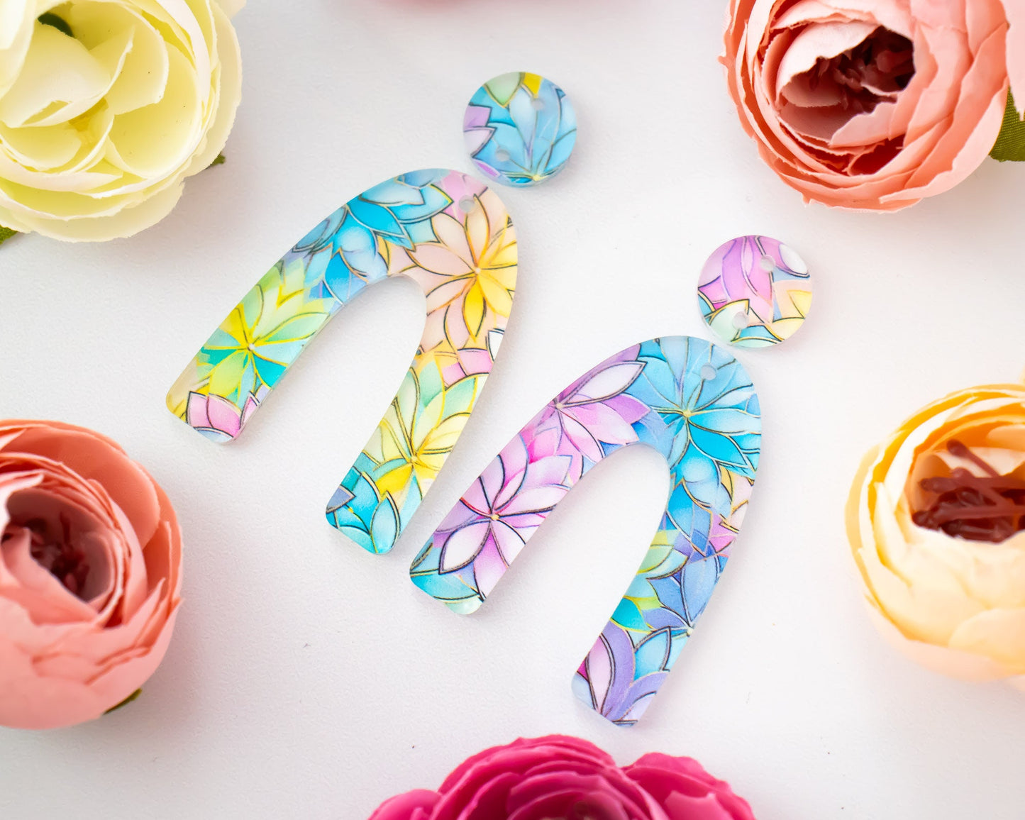 Pastel Floral Arch Earrings Blanks