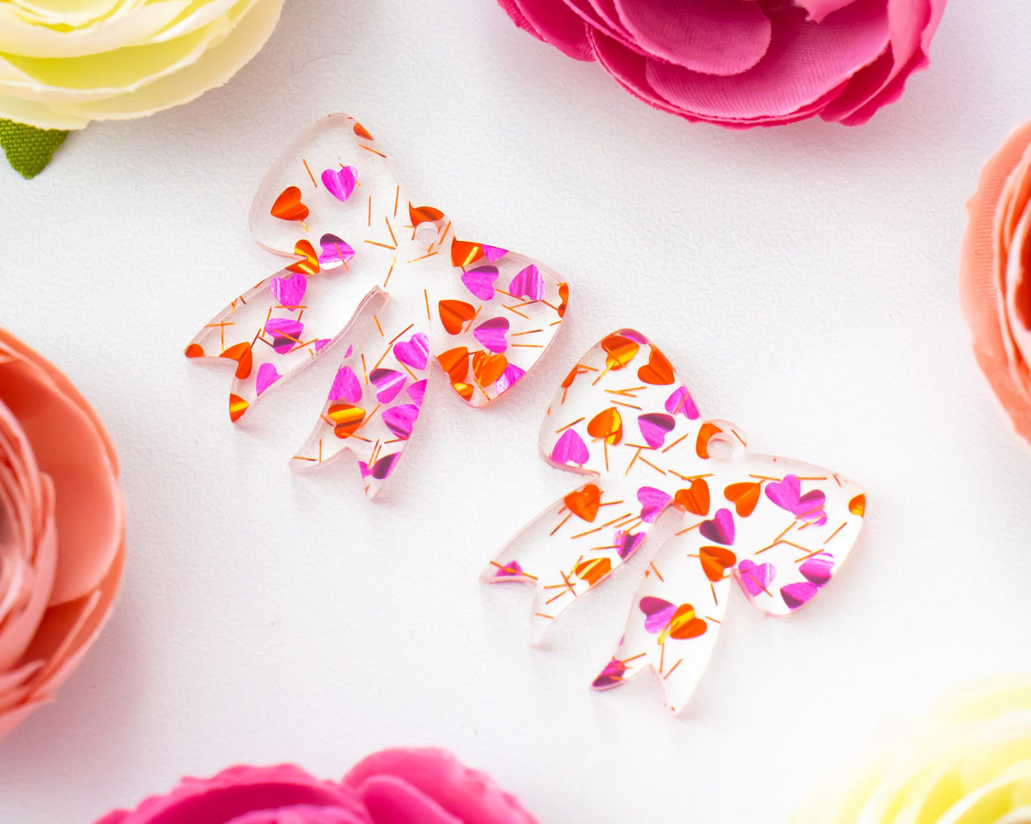 Heart Confetti Bow Earrings Blanks