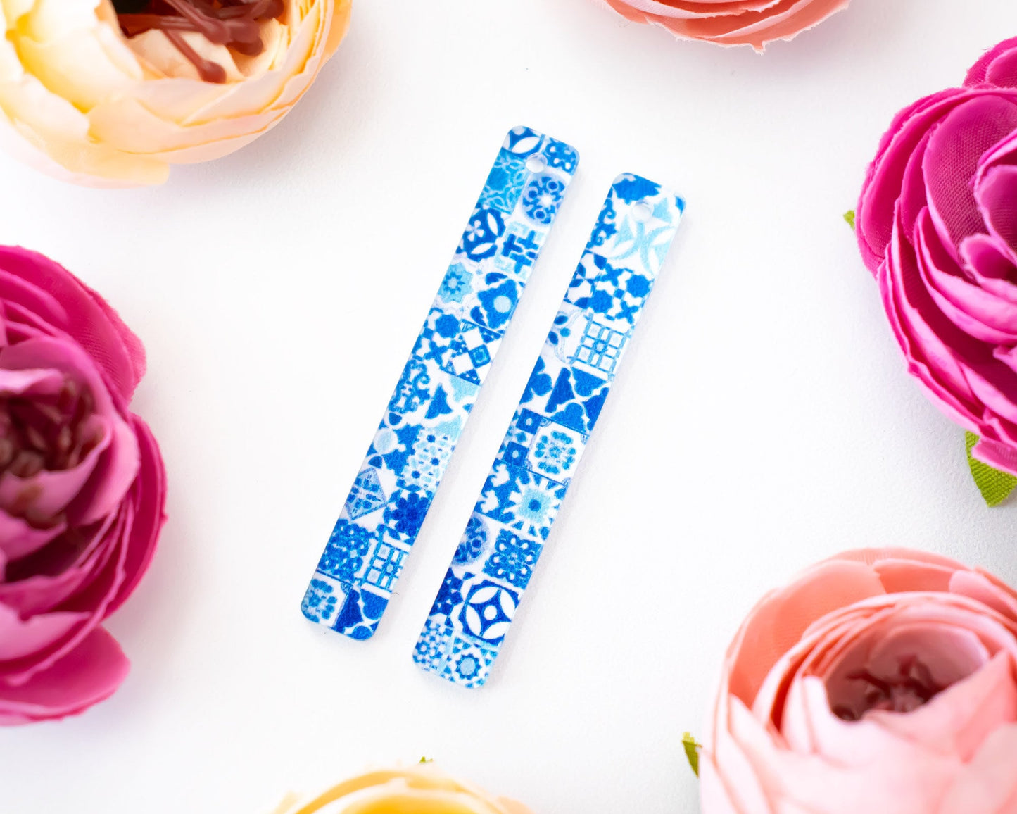 Blue Tile Bar Earring Blanks