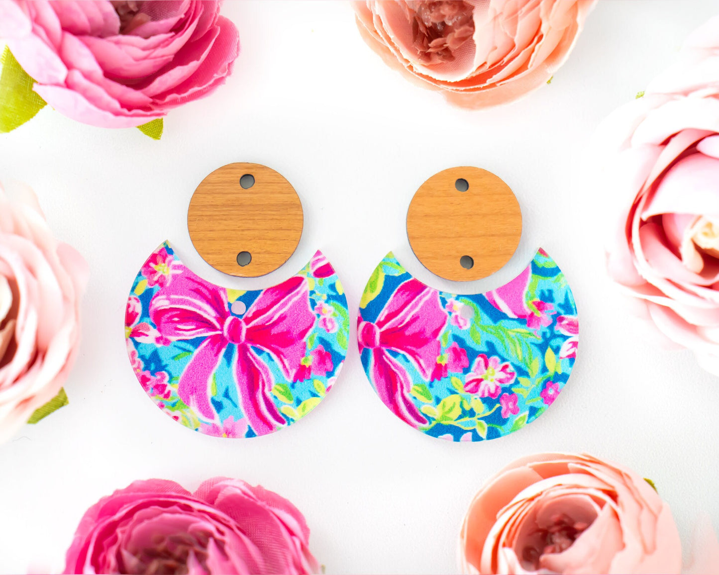 Bows & Flowers Circle Drop Earrings Blanks
