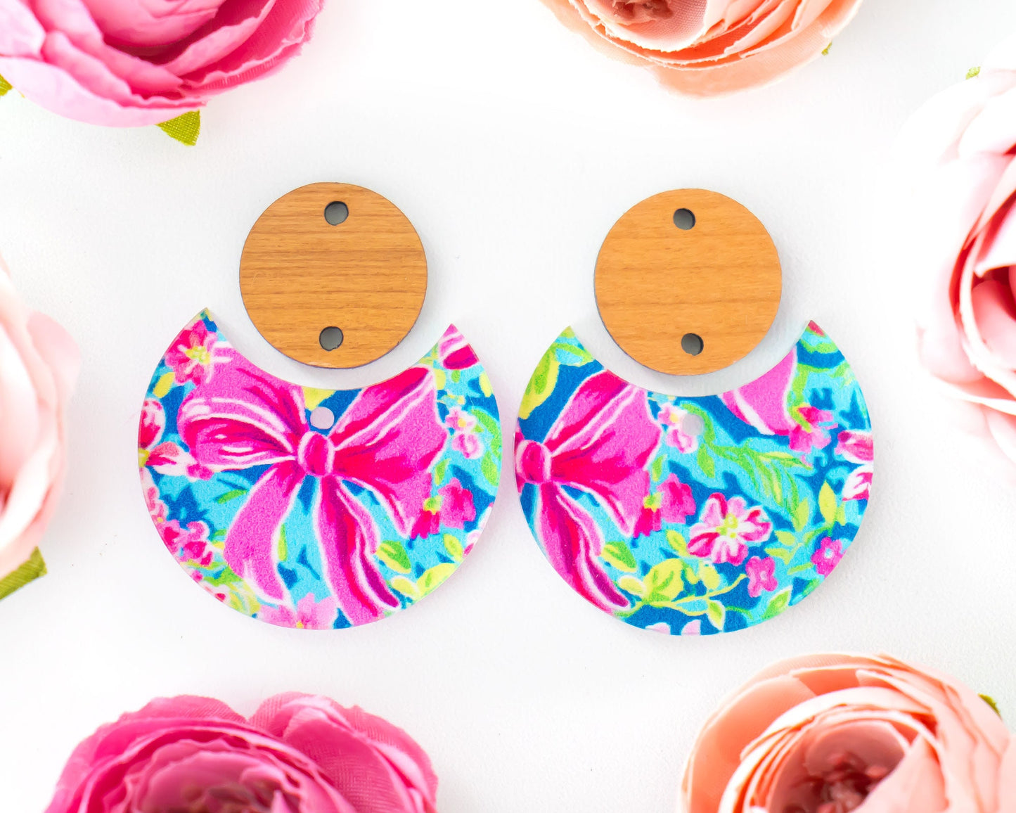 Bows & Flowers Circle Drop Earrings Blanks