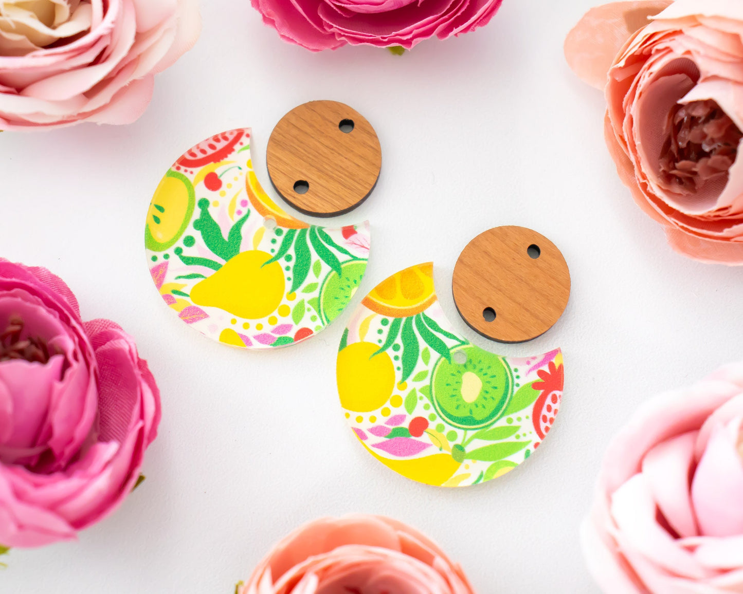 Fruit Circle Drop Earrings Blanks