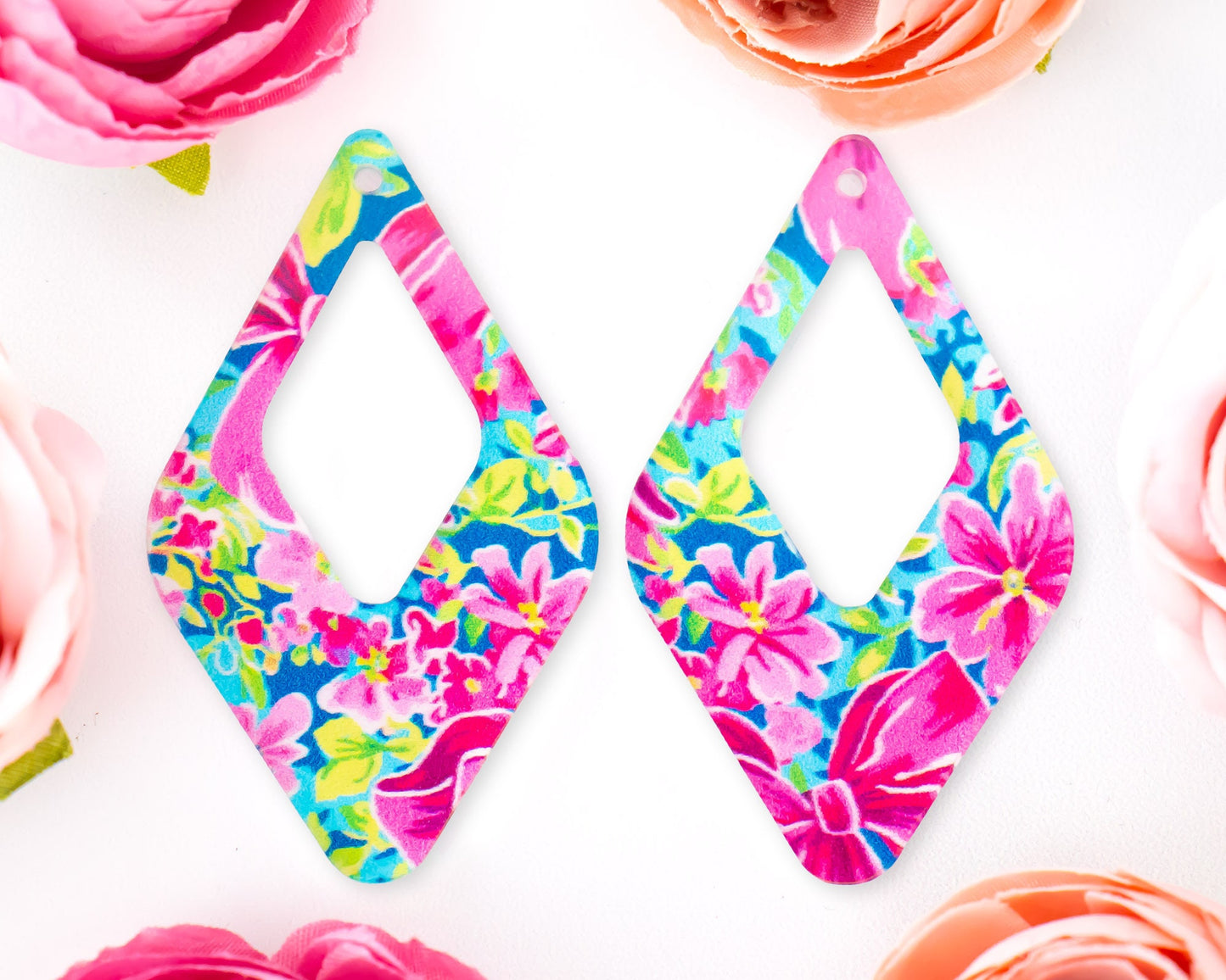 Bows & Flowers Diamond Teardrop Earrings Blanks