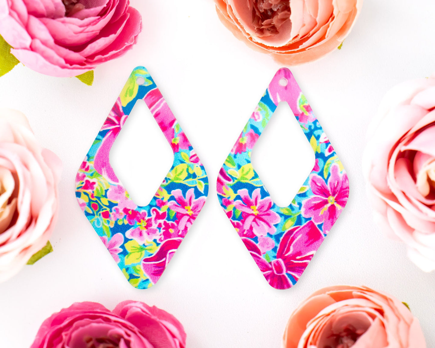 Bows & Flowers Diamond Teardrop Earrings Blanks