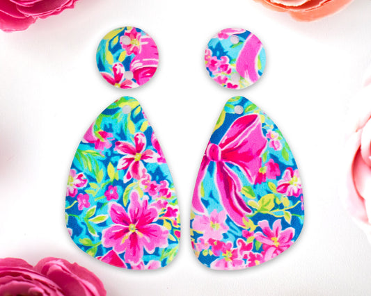 Bows & Flowers Teardrop Earrings Blanks