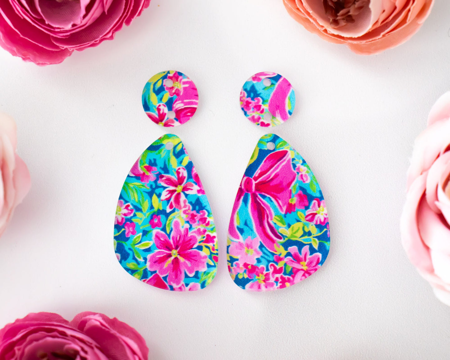 Bows & Flowers Teardrop Earrings Blanks