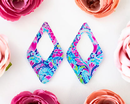 Small Abstract Floral Teardrop Earrings Blanks