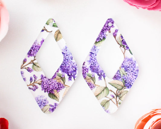 Lilac Floral Teardrop Earrings Blanks