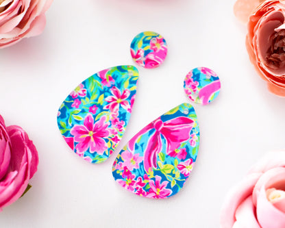 Bows & Flowers Teardrop Earrings Blanks