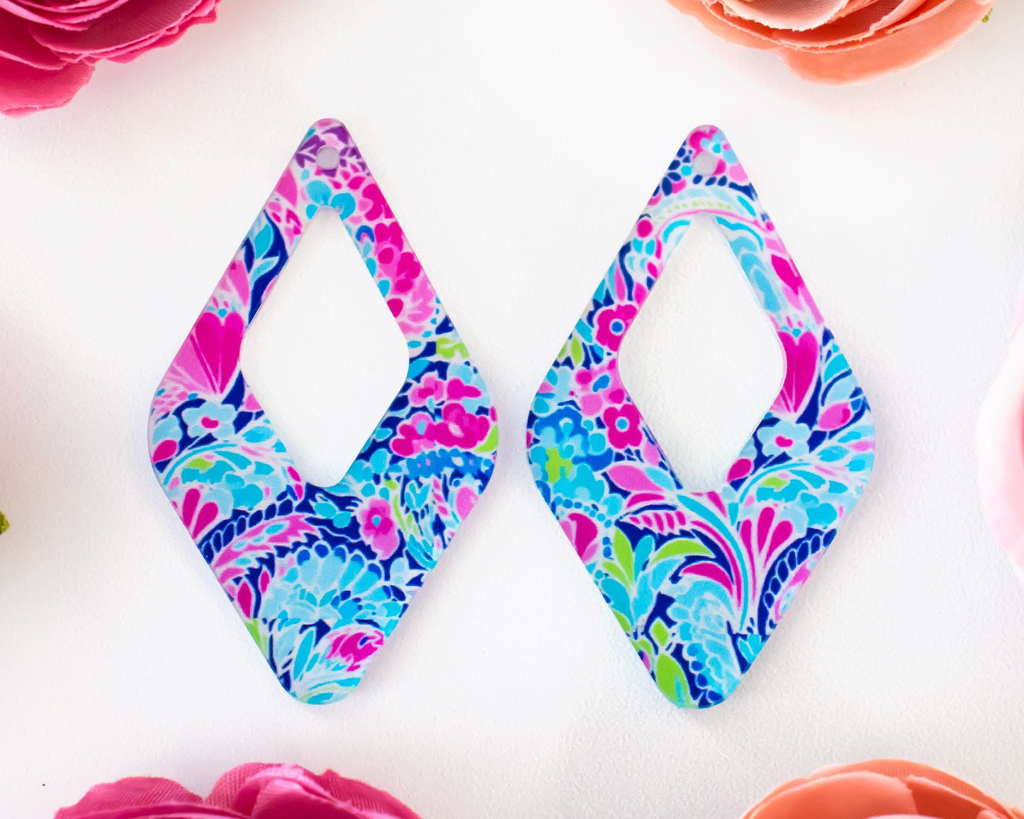 Small Abstract Floral Teardrop Earrings Blanks