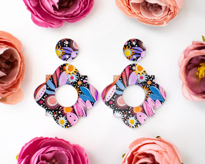 Abstract Flowers Geometric Earrings Blanks