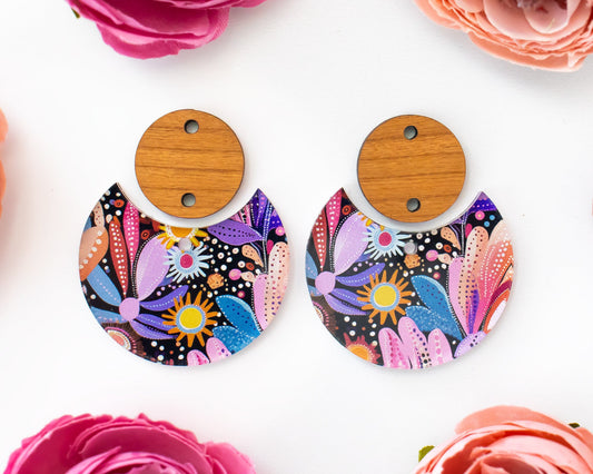 Boho Floral Circle Drop Earrings Blanks