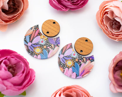 Boho Floral Circle Drop Earrings Blanks