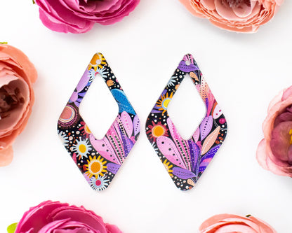 Abstract Flower Teardrop Earrings Blanks