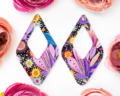 Abstract Flower Teardrop Earrings Blanks
