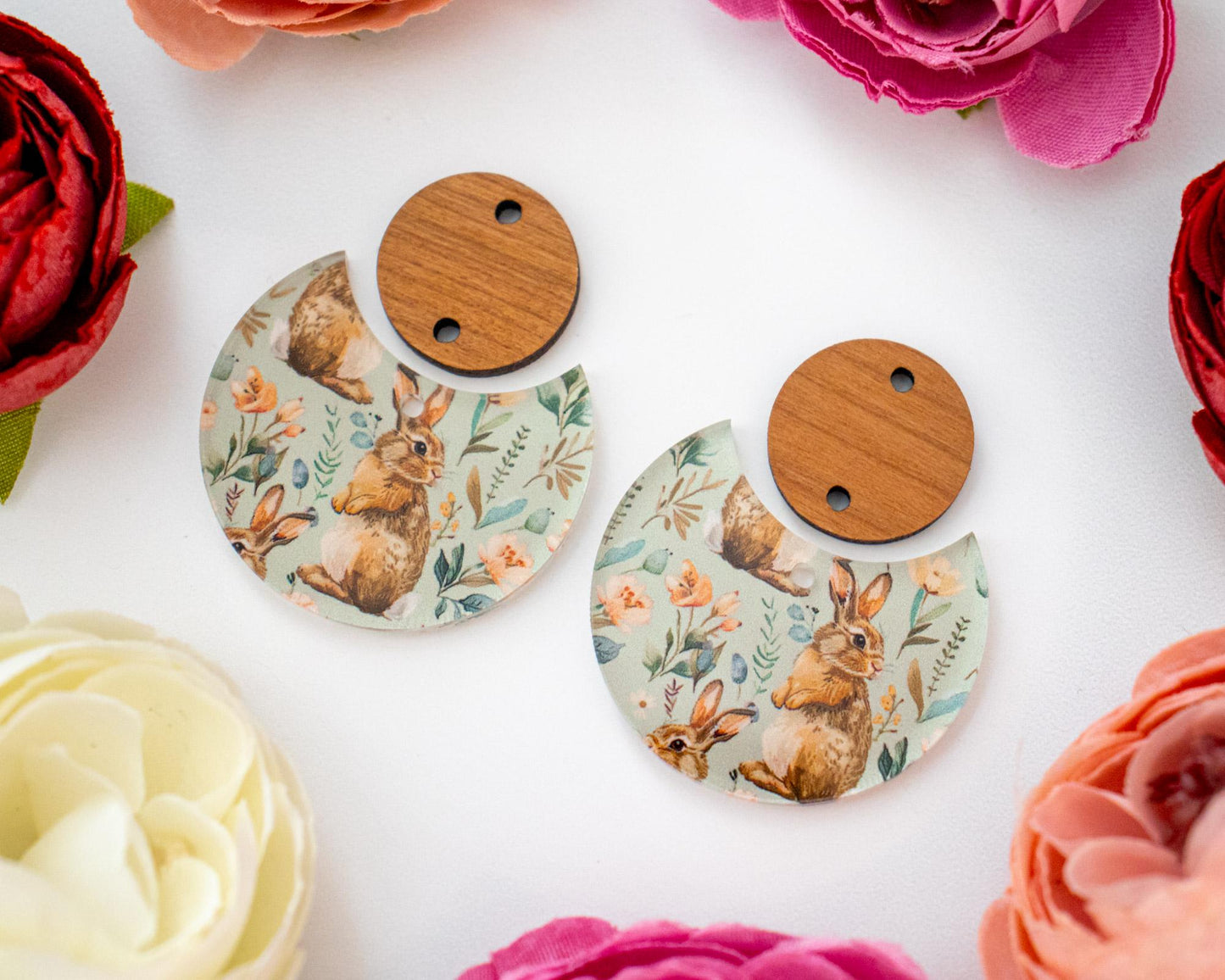 Easter Bunny Circle Drop Earring Blanks