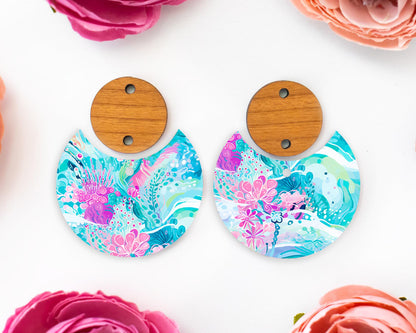Ocean Circle Drop Earrings Blanks