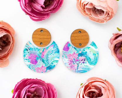 Ocean Circle Drop Earrings Blanks