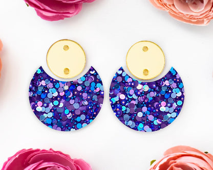 Blue & Purple Sequin Circle Drop Earrings Blanks