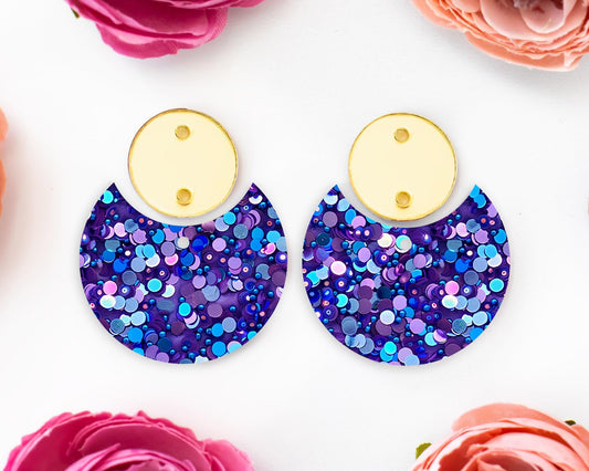 Blue & Purple Sequin Circle Drop Earrings Blanks
