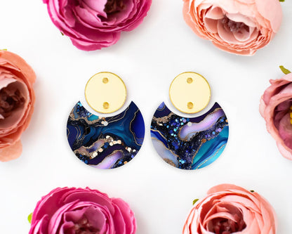 Agate Pattern Circle Drop Earrings Blanks