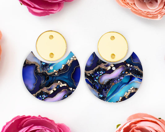 Agate Pattern Circle Drop Earrings Blanks