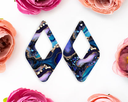 Agate Pattern Diamond Teardrop Earrings Blanks