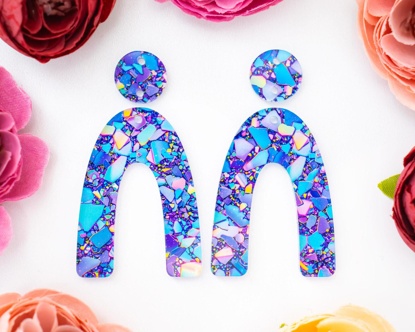 Blue Confetti Arch Earrings Blanks