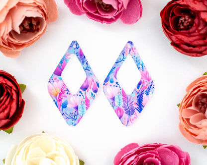 Boho Pastel Flower Teardrop Earrings Blanks