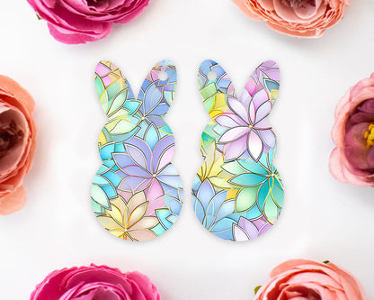 Pastel Flowers Easter Bunny Earring Blanks