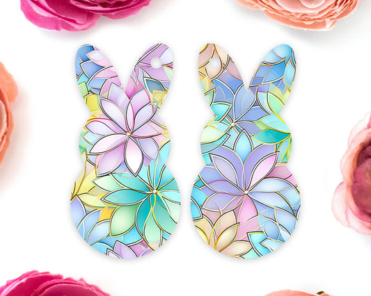 Pastel Flowers Easter Bunny Earring Blanks