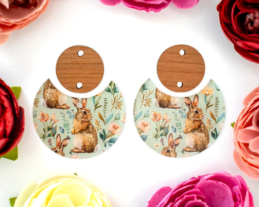 Easter Bunny Circle Drop Earring Blanks