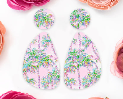 Pastel Palm Tree Teardrop Earrings Blanks