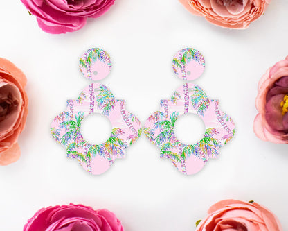 Pastel Palm Tree Geometric Earrings Blanks