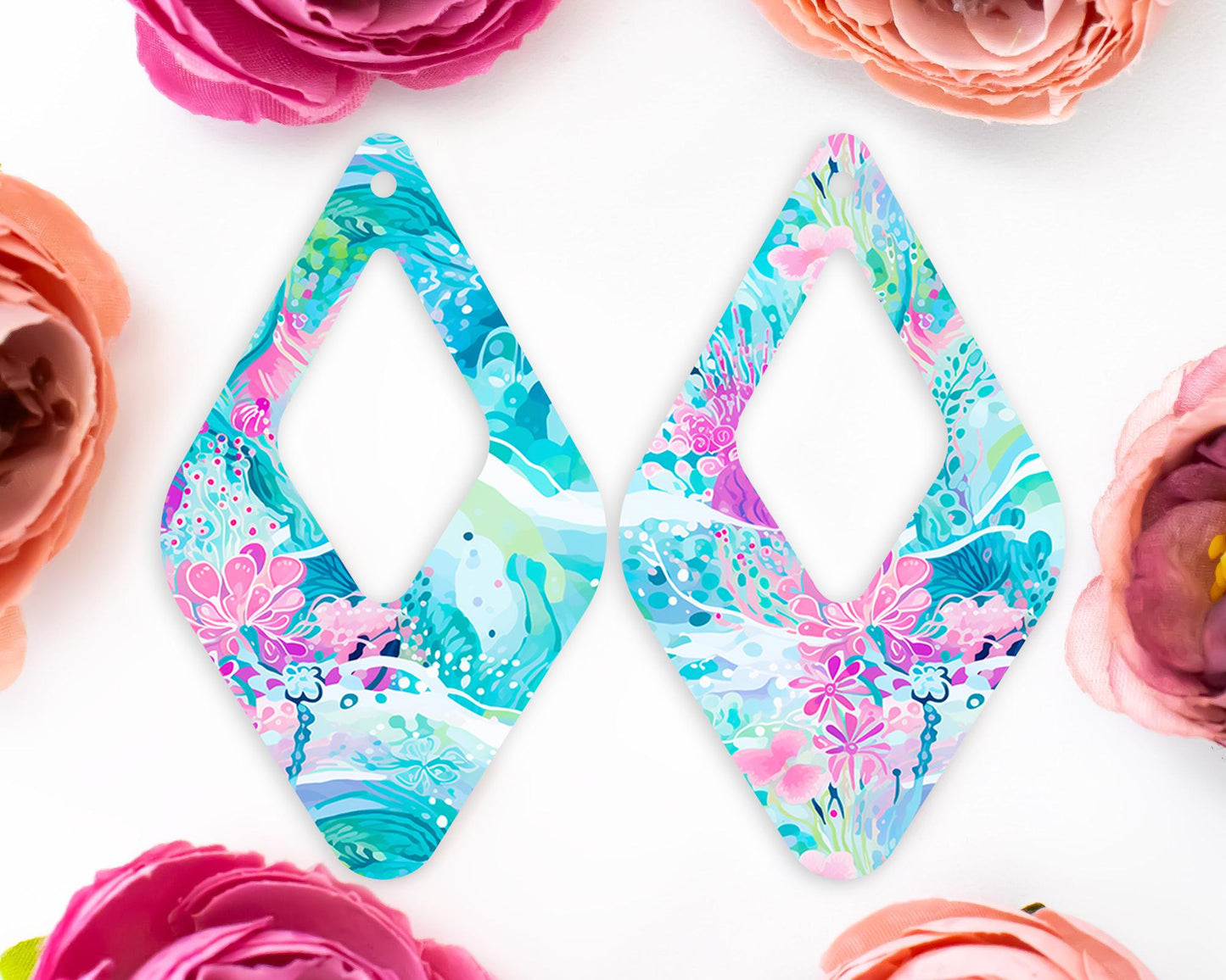 Ocean Diamond Teardrop Earrings Blanks