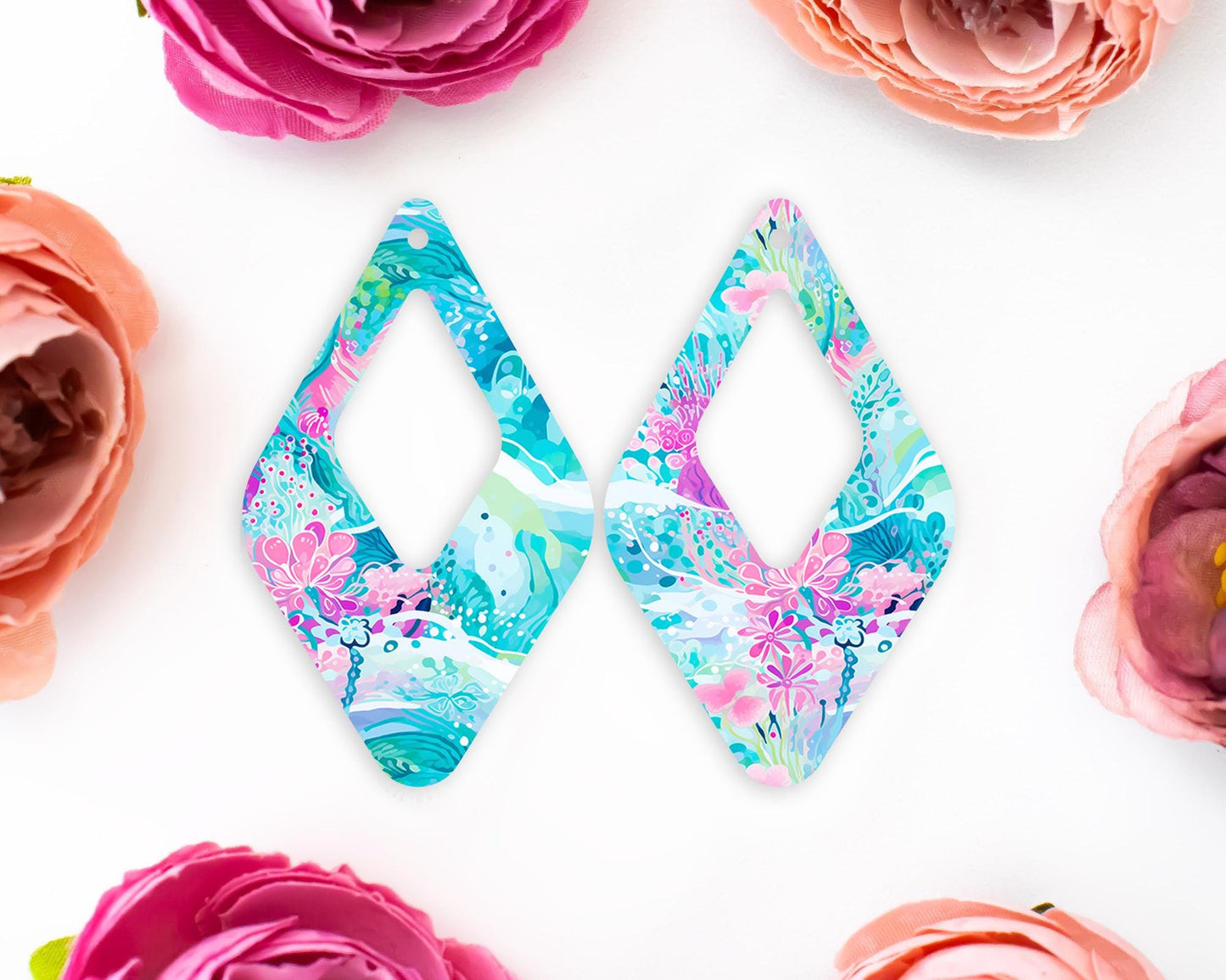 Ocean Diamond Teardrop Earrings Blanks