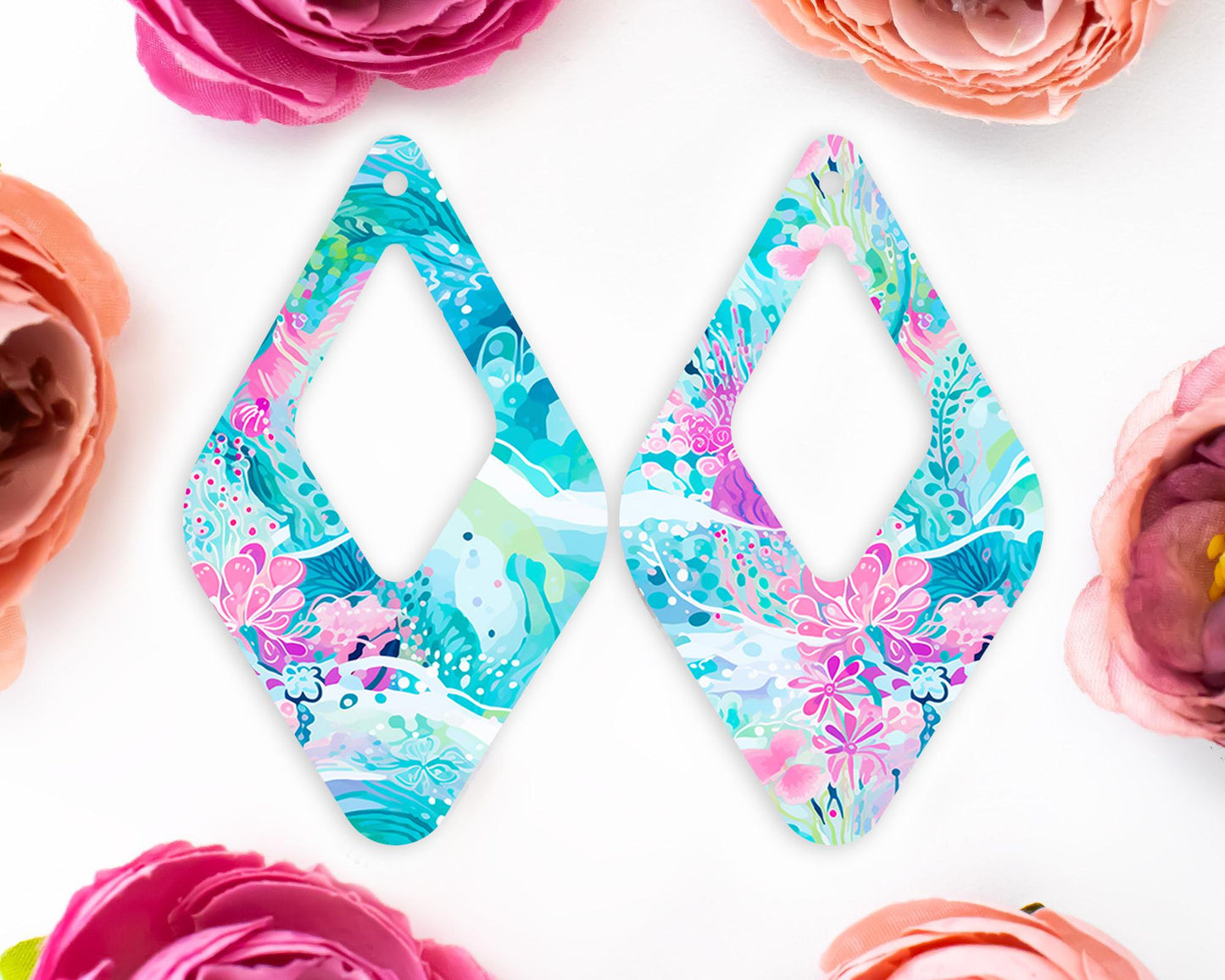Ocean Diamond Teardrop Earrings Blanks