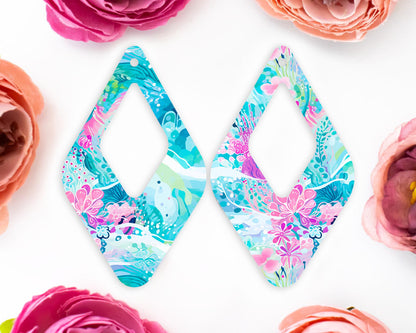 Ocean Diamond Teardrop Earrings Blanks