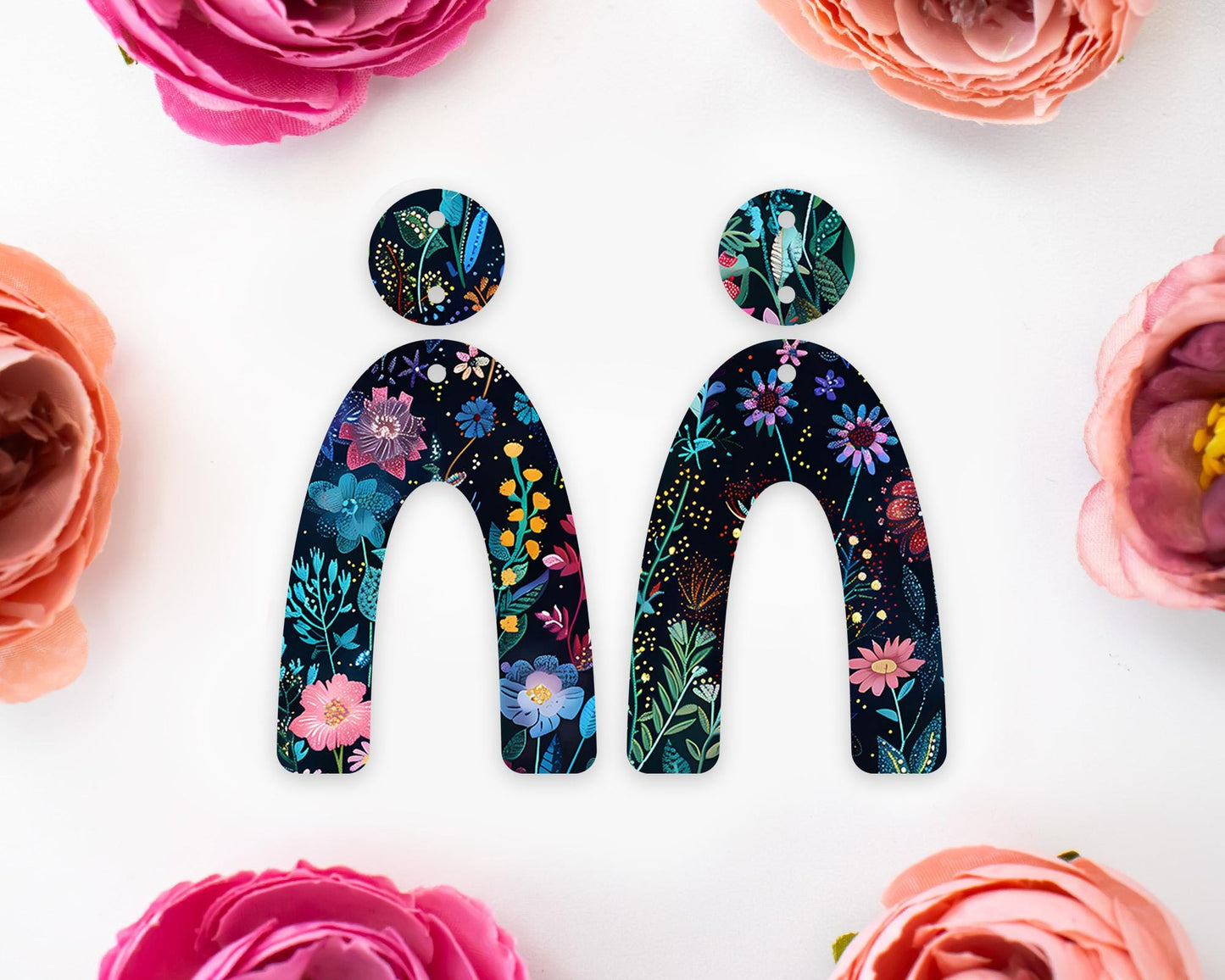 Dark Floral Arch Earrings Blanks